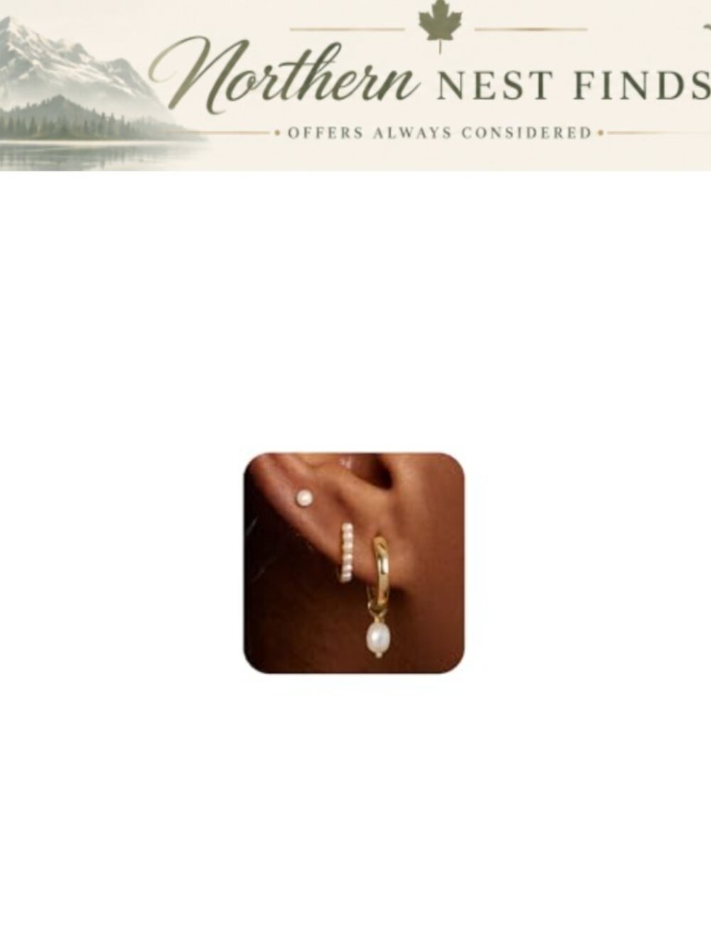 3 Pairs Gold Hoop Earrings Set Gold Plated Sterling Silver CZ Pearl Huggie